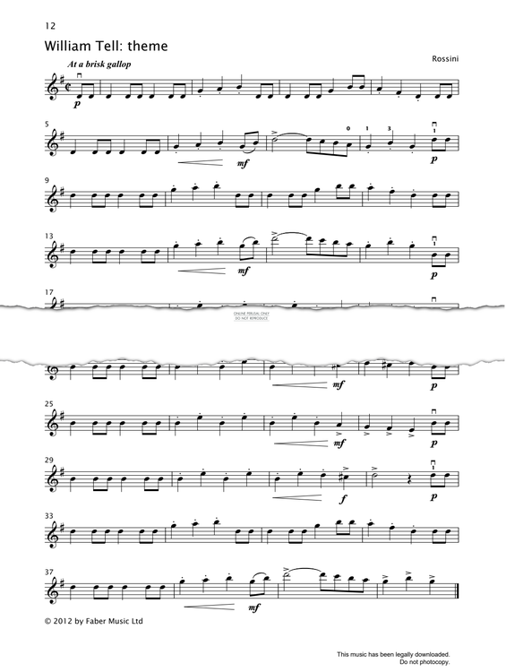 gallery: Theme from 'William Tell', Gioachino Rossini, Violine