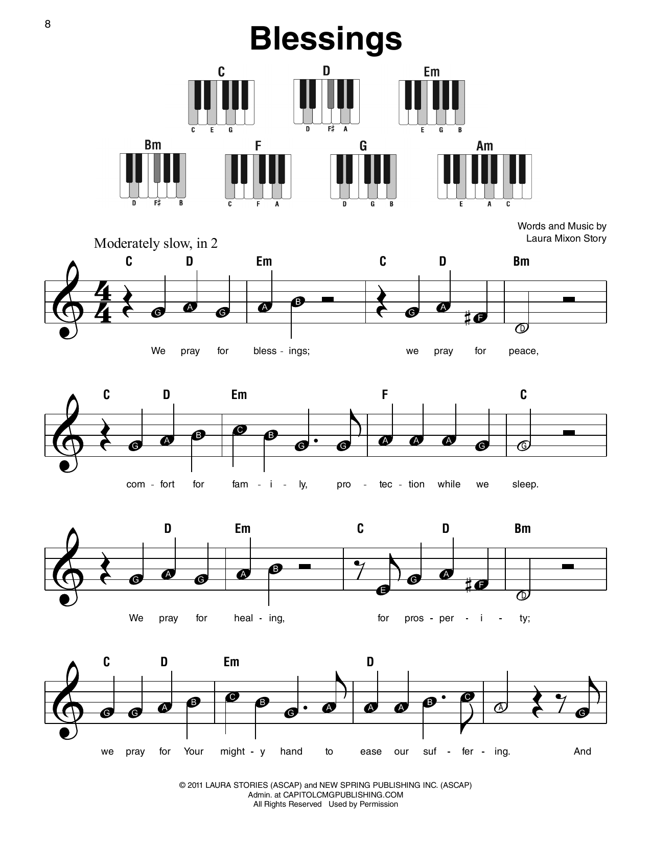 Produktgalerie: Seite 1 von 1 Blessings, Laura Story, Klavier