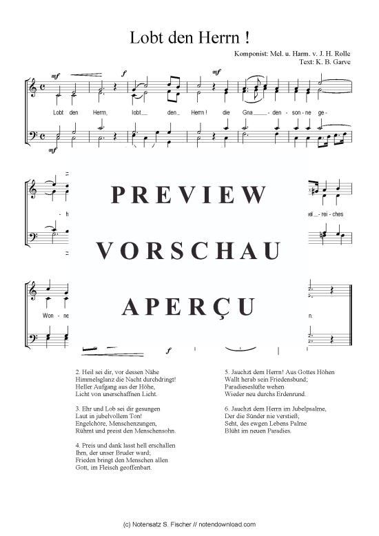 Produktbild zu: Lobt den Herrn ! Mel. u. Harm. v. J. H. Rolle / K. B. Garve