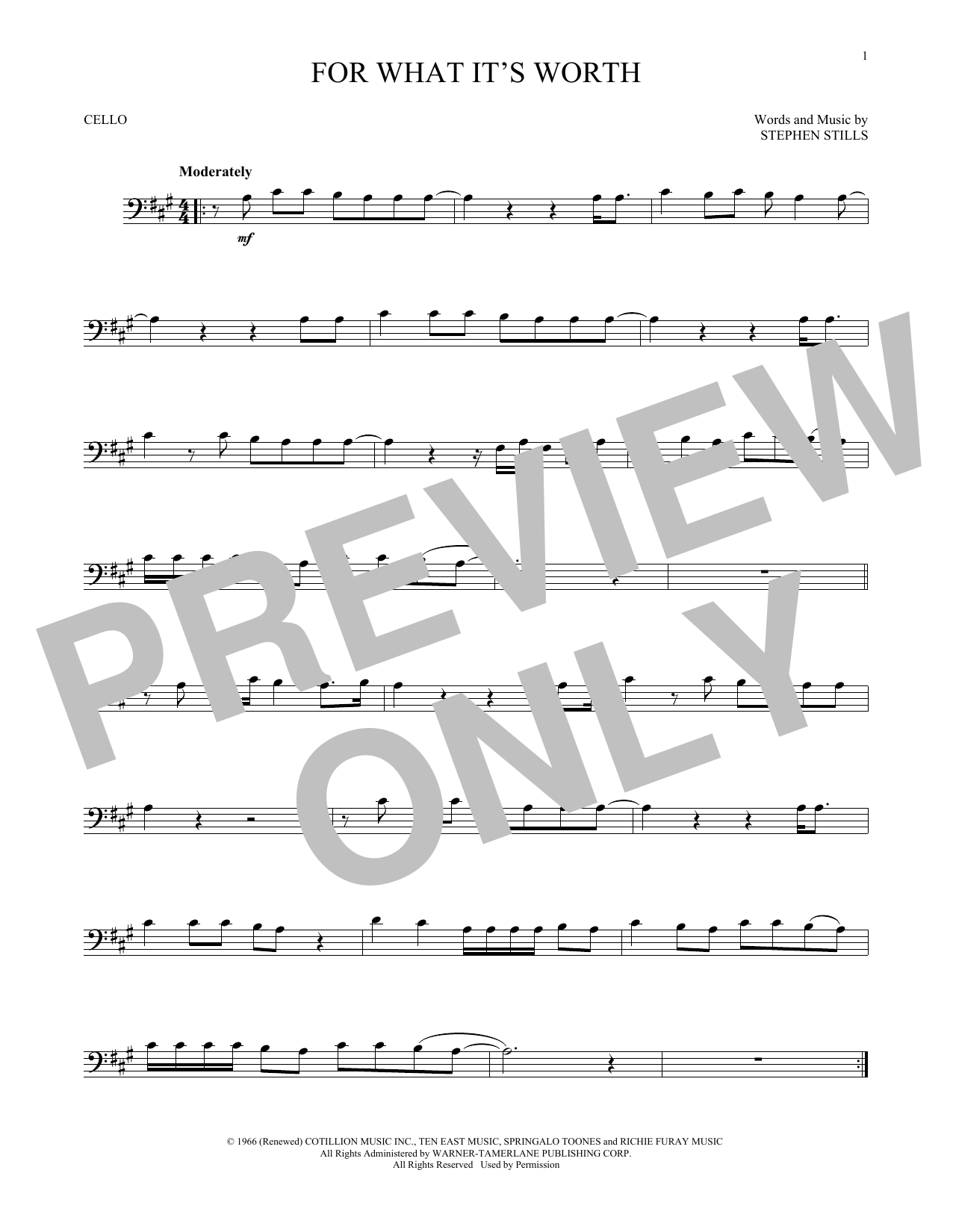 Produktgalerie: Seite 1 von 1 For What It's Worth, Buffalo Springfield, Violoncello