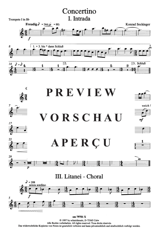 Produktgalerie: Seite 3 von 5 Concertino , , (Blechbläserquintett + Orgel) Trompete 1 in B