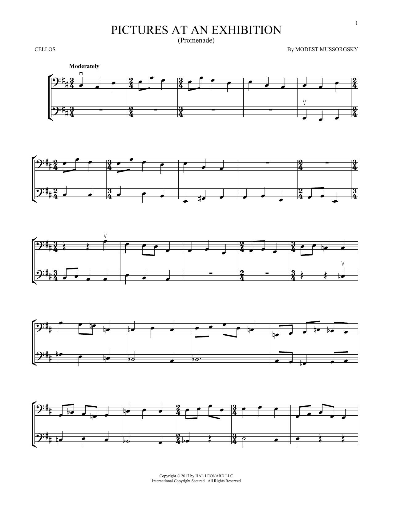 Produktgalerie: Seite 1 von 1 Pictures At An Exhibition (Theme), Modest Mussorgsky, Violoncello