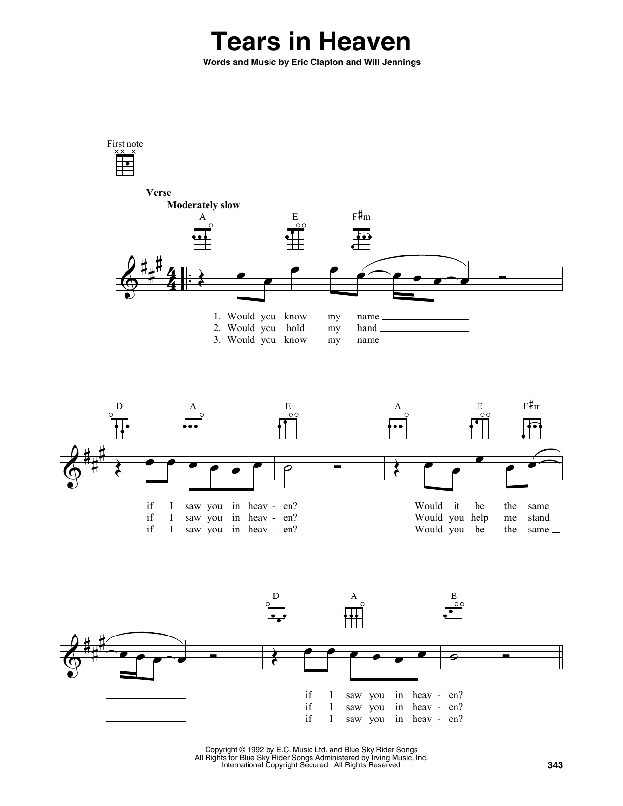 Product gallery: Page 1 of 1 Tears In Heaven, Eric Clapton