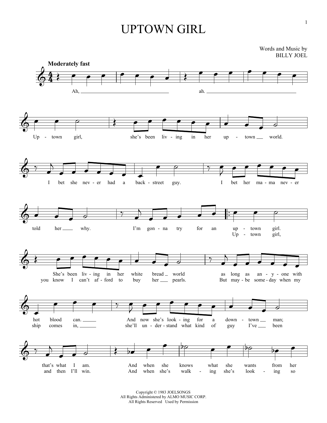 Product gallery: Page 1 of 1 Uptown Girl, Billy Joel