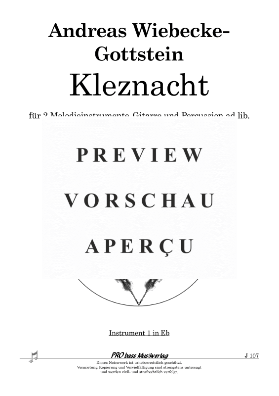 gallery: Kleznacht, , 1st Part In E Flat For Quartet