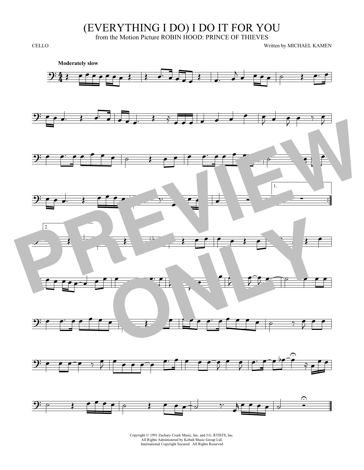 Produktgalerie: Seite 1 von 1 (Everything I Do) I Do It For You, Bryan Adams, Violoncello