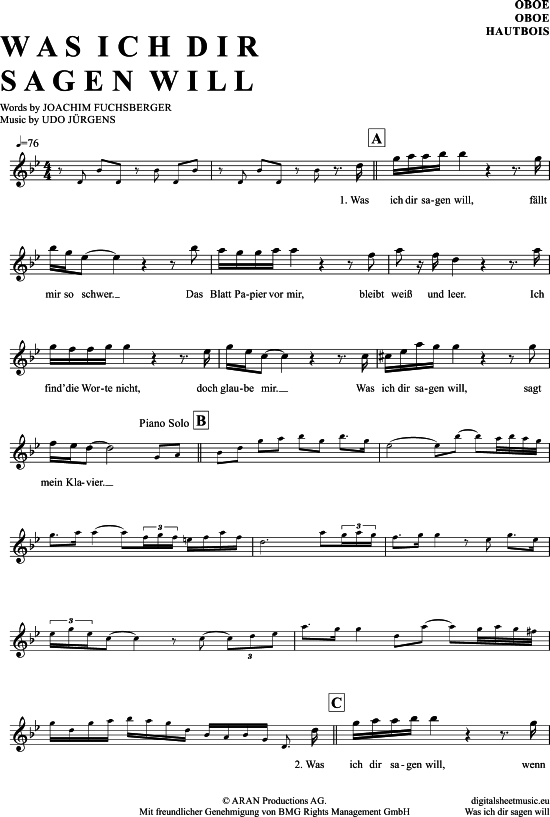 Produktgalerie: Seite 1 von 4 Was Ich Dir Sagen Will , Jürgens, Udo, (Oboe)