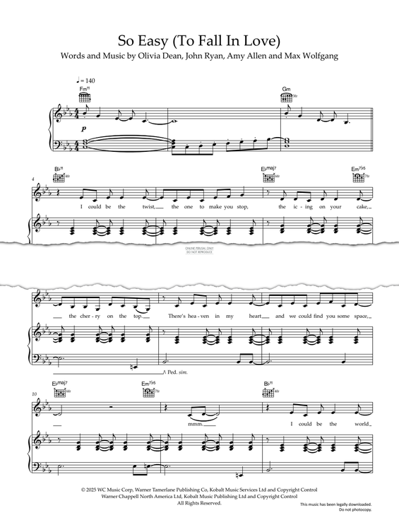 Product gallery: Page 1 of 1 So Easy (To Fall In Love), Olivia Dean