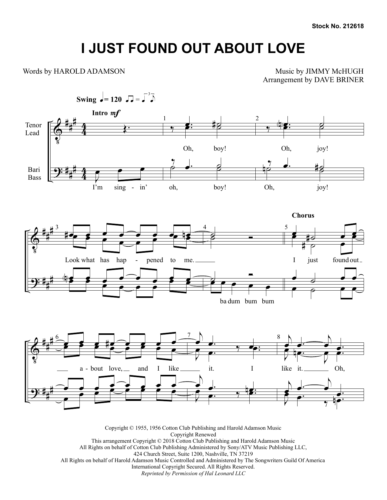 Product picture to: I Just Found out About Love (arr. Dave Briner)