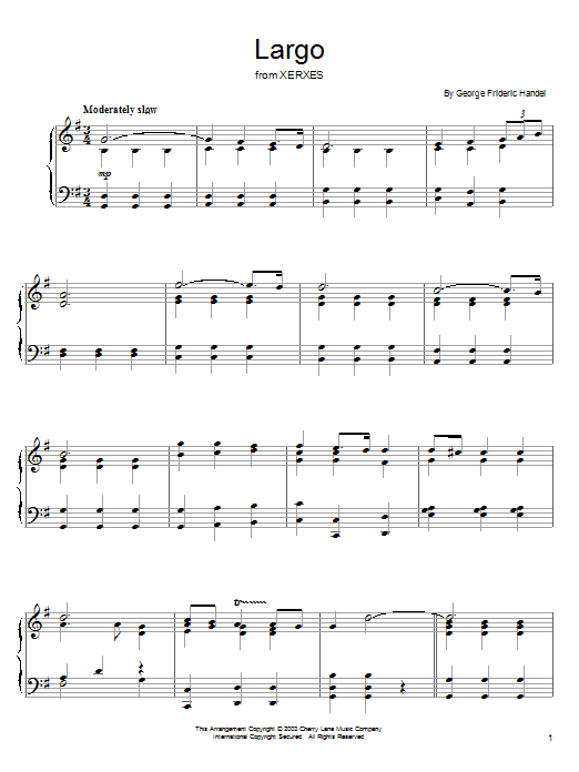 Product gallery: Page 1 of 1 Largo, George Frideric Handel