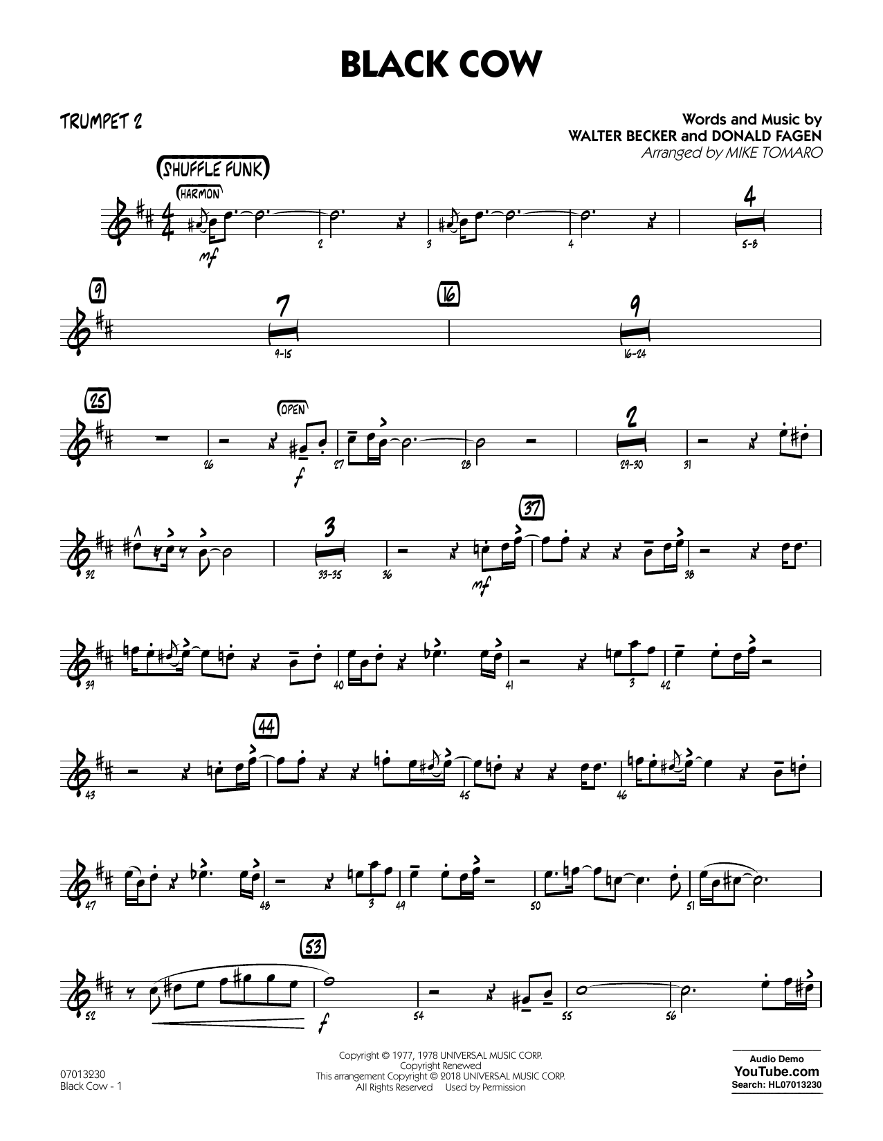 Produktgalerie: Seite 1 von 1 Black Cow (arr. Mike Tomaro) - Trumpet 2, Steely Dan
