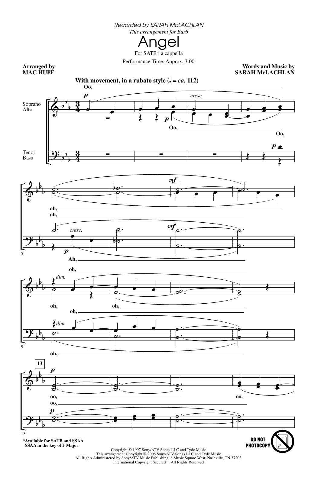Product picture to: Angel (arr. Mac Huff)