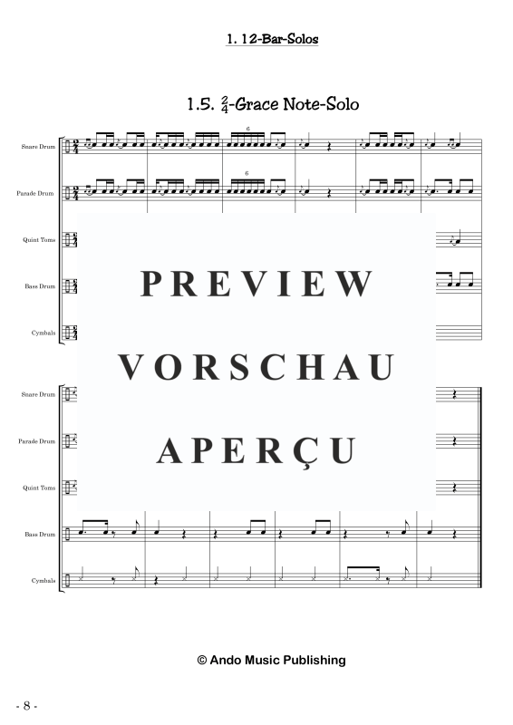 gallery: Solos for Marching Drums - Volume 2, , 40 Solo Pieces for Marching Drums: Snare Drum, Parade Drum, Bass Drum, Tom Toms and Cymbals