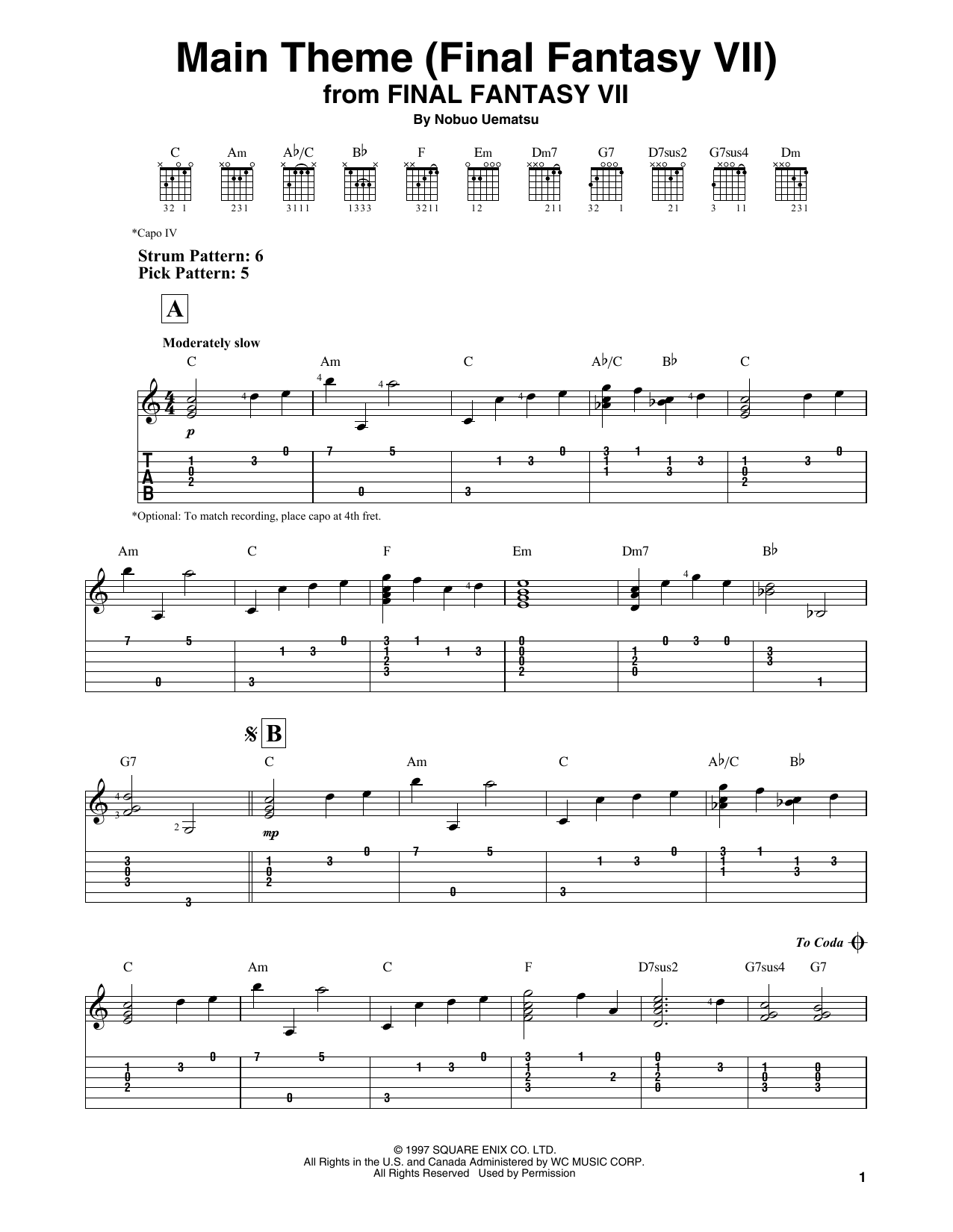 Product gallery: Page 1 of 1 Main Theme (Final Fantasy VII), Nobuo Uematsu