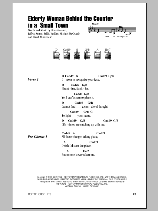 Produktgalerie: Seite 1 von 1 Elderly Woman Behind The Counter In A Small Town, Pearl Jam, Gitarre