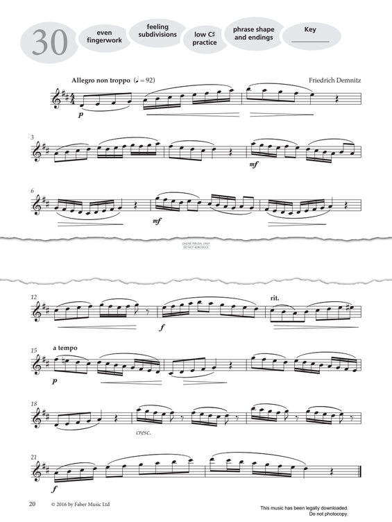 Product gallery: Page 1 of 1 Study No.30 'Allegro Non Troppo' (from 'More Graded Studies For Saxophone Book One'), Friedrich Demnitz
