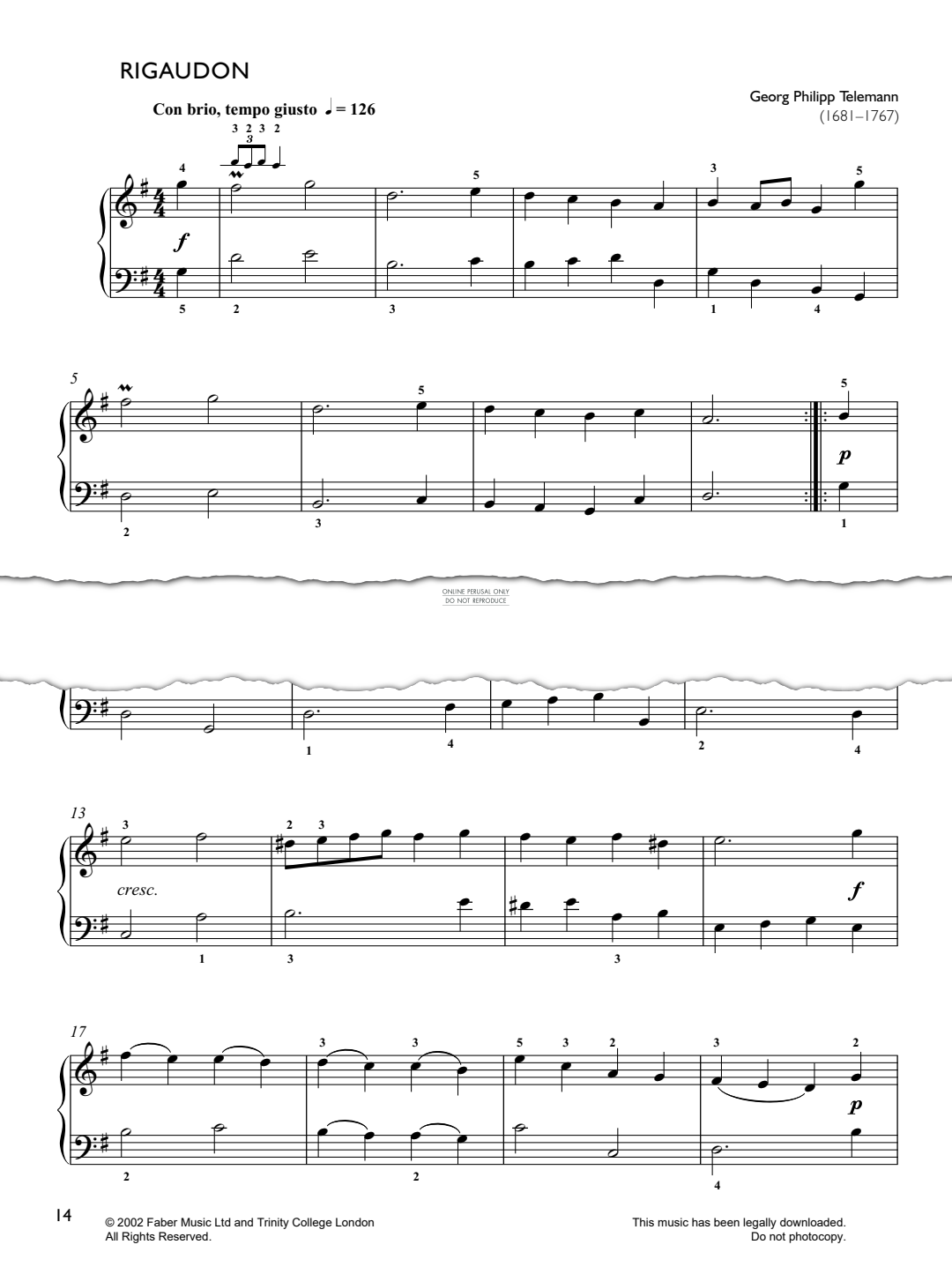 Produktgalerie: Seite 1 von 1 Rigaudon, Georg Philipp Telemann, Klavier