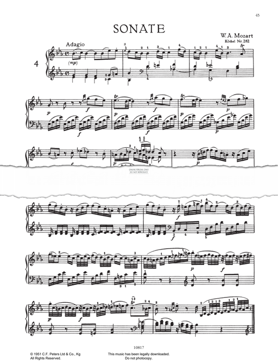 Produktgalerie: Seite 1 von 1 Piano Sonata No. 4 In Eb Major K282, Wolfgang Amadeus Mozart, Klavier
