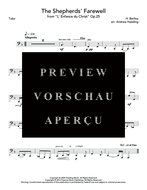 Produktgalerie: Seite 11 von 11 Shepherd´s Farewell, , (Blechbläserquinrtett 2x Flügelhorn, Horn in F, Posaune + Tuba)