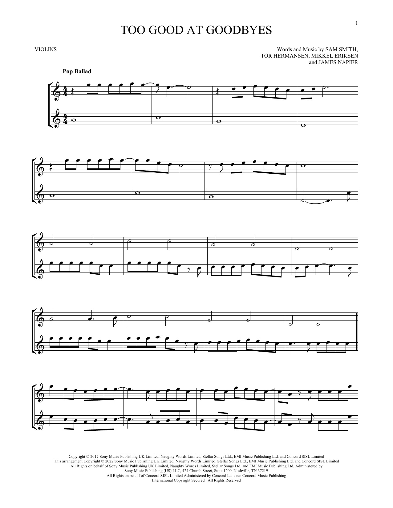 Product gallery: Page 1 of 1 Too Good At Goodbyes, Sam Smith