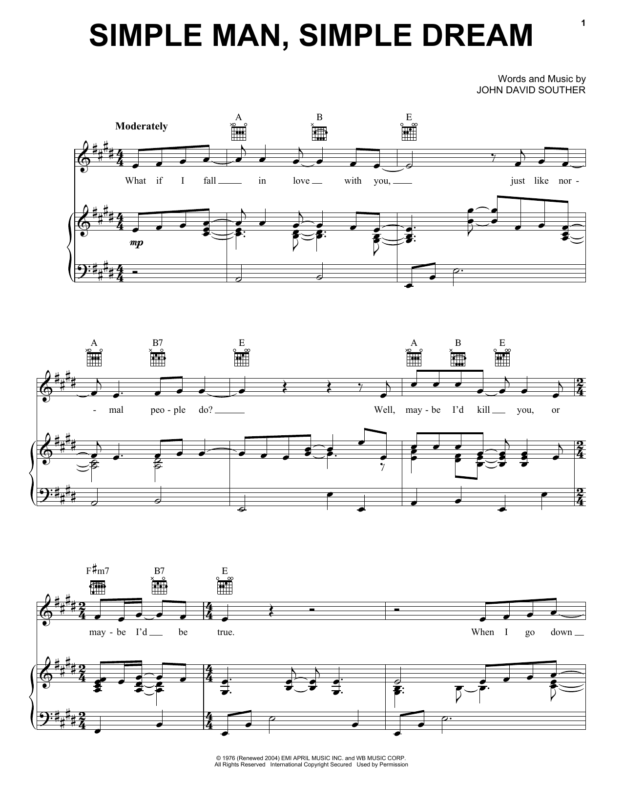 Produktgalerie: Seite 1 von 1 Simple Man Simple Dream, J.D. Souther, Gesang, Gitarre, Klavier