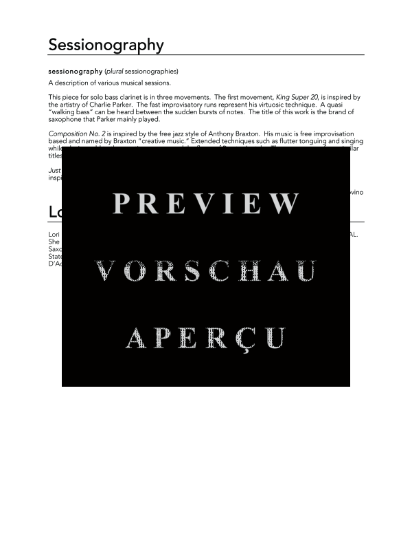 Product gallery: Page 4 of 11 Sessionography, , (Bass clarinet solo)