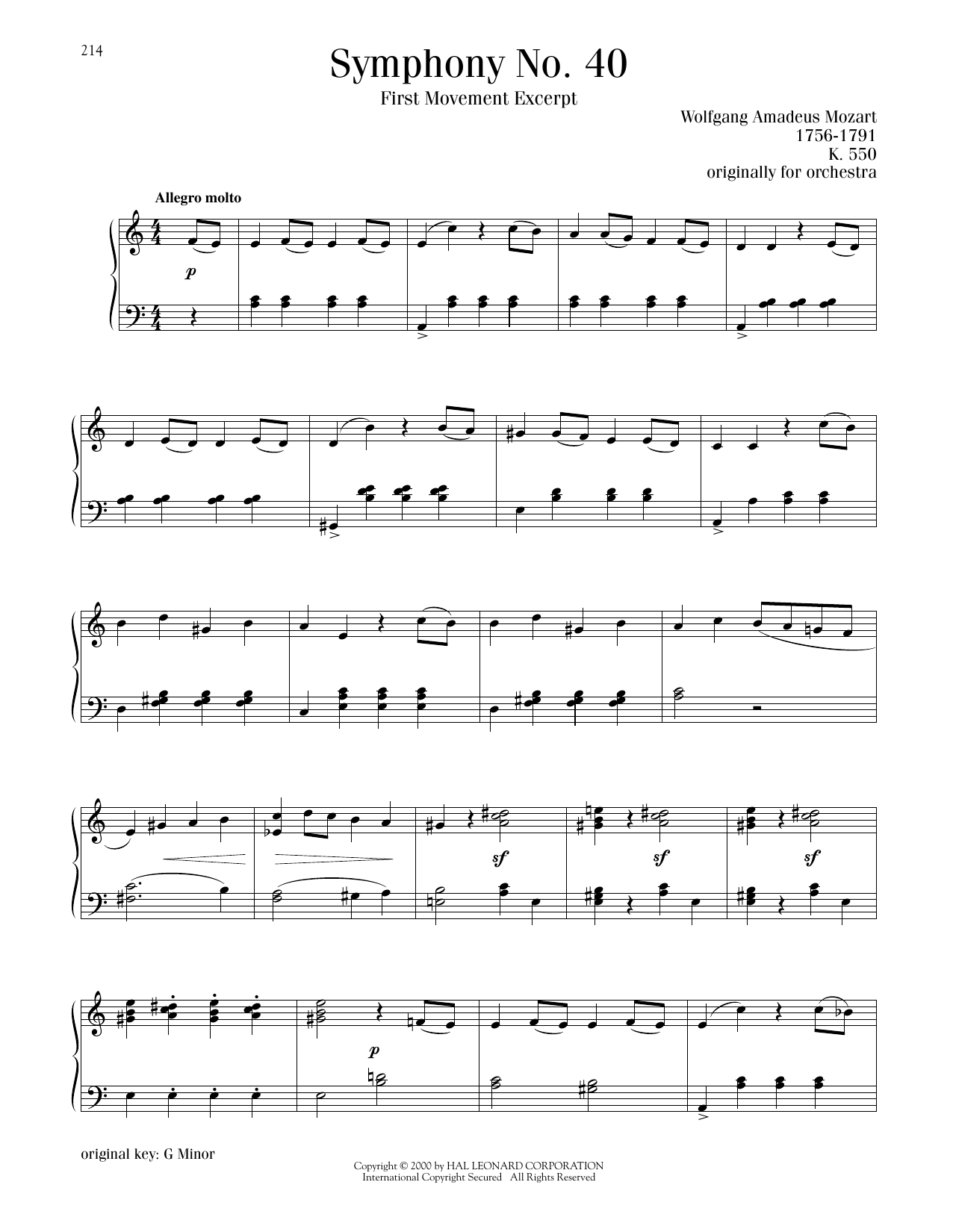 Product picture to: Symphony No. 40 In G Minor, First Movement Excerpt