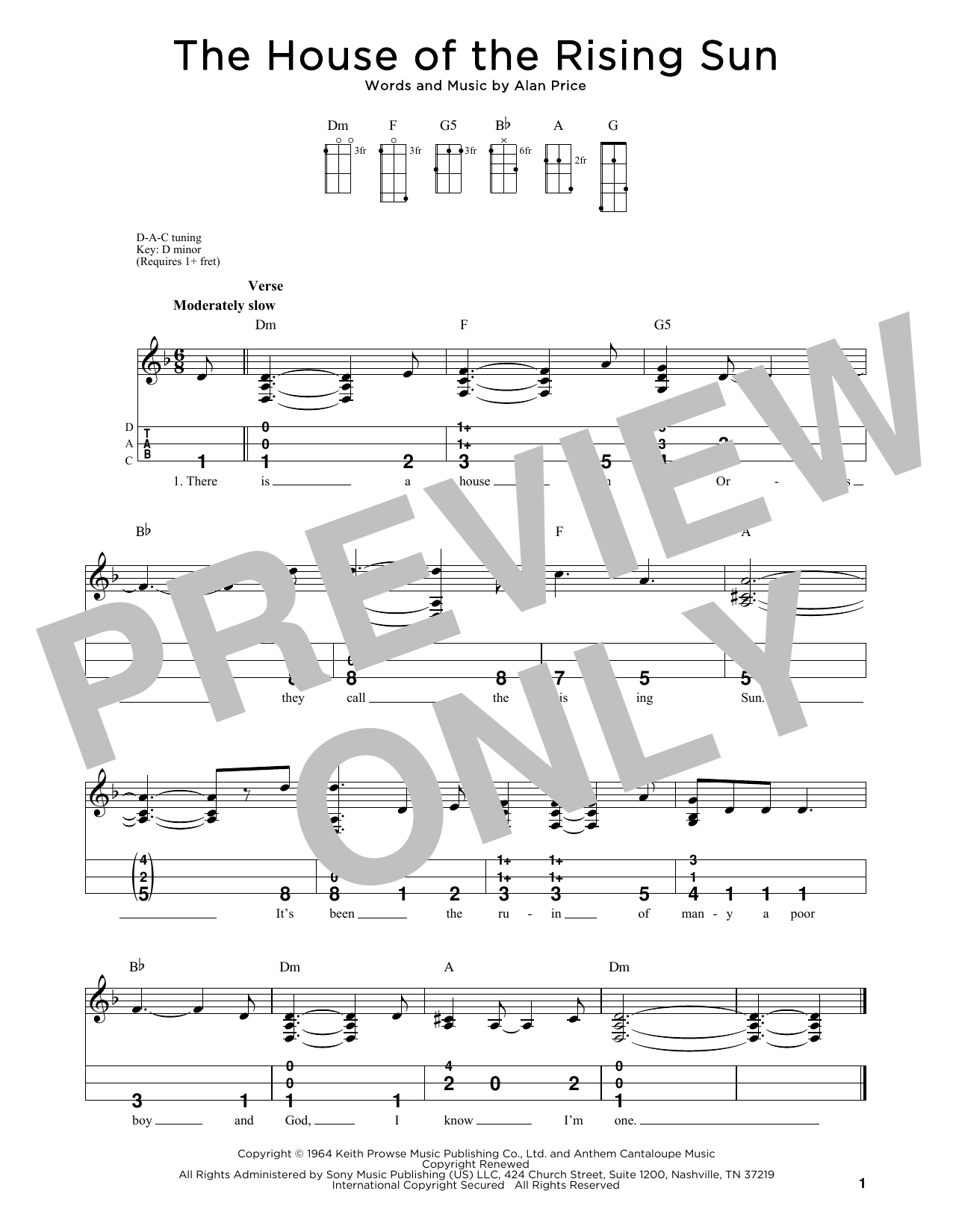 Produktgalerie: Seite 1 von 1 The House Of The Rising Sun (arr. Steven B. Eulberg), The Animals, Laute