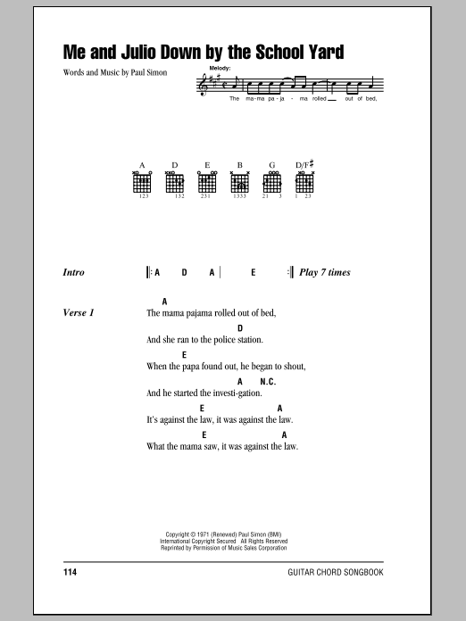 Produktgalerie: Seite 1 von 1 Me And Julio Down By The Schoolyard, Paul Simon, Gitarre