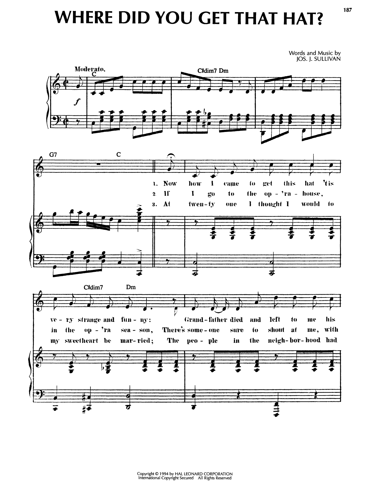 Produktgalerie: Seite 1 von 1 Where Did You Get That Hat?, Joseph J. Sullivan, Gesang, Gitarre, Klavier