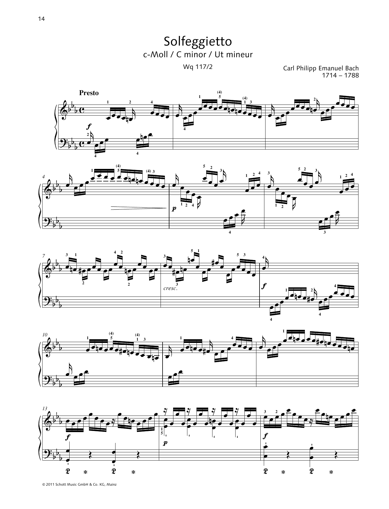 Product gallery: Page 1 of 1 Solfeggietto C minor, Carl Philipp Emanuel Bach