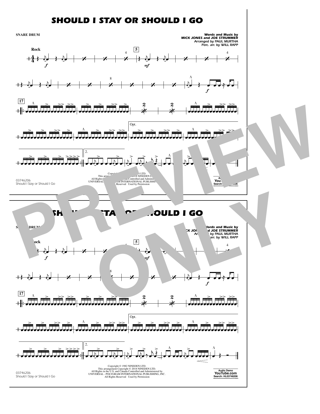 Product picture to: Should I Stay Or Should I Go - Snare Drum