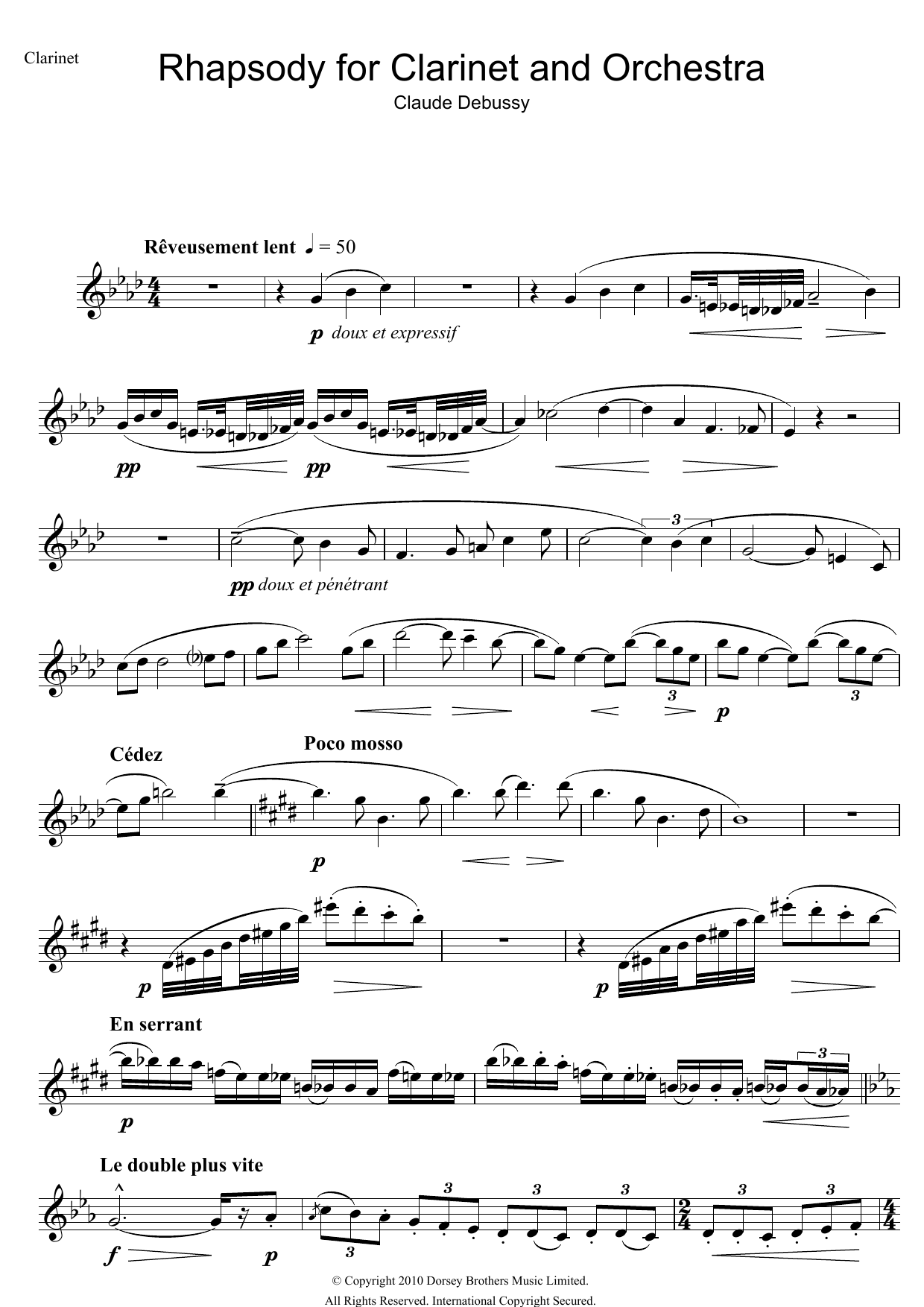 Product gallery: Page 1 of 1 Rhapsody For Clarinet And Orchestra, Claude Debussy