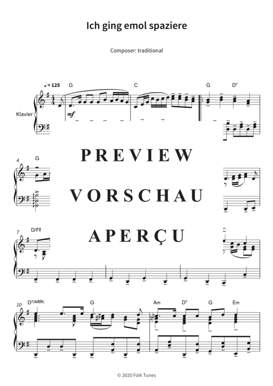 Product gallery: Page 4 of 5 Ich ging emol spaziere , , Piano Solo