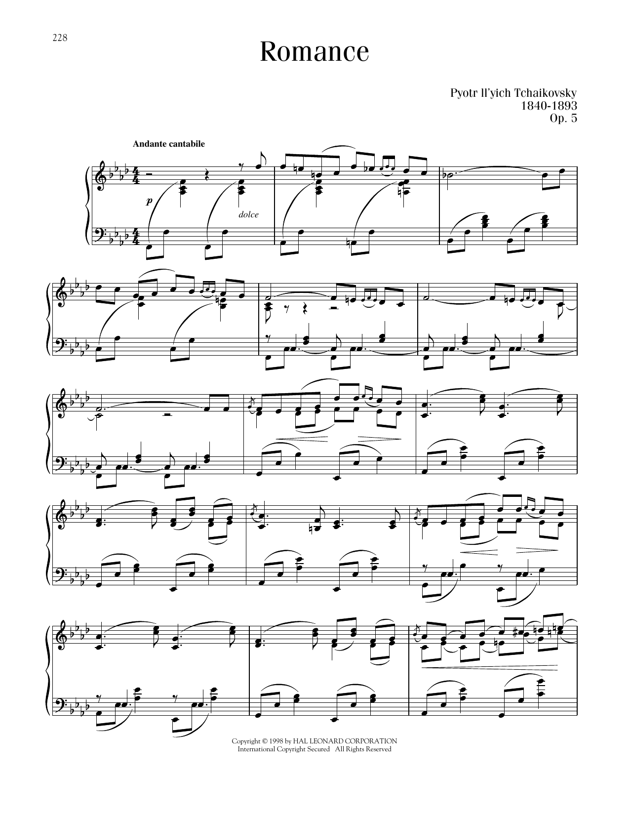 Produktbild zu: Romance, Op. 5