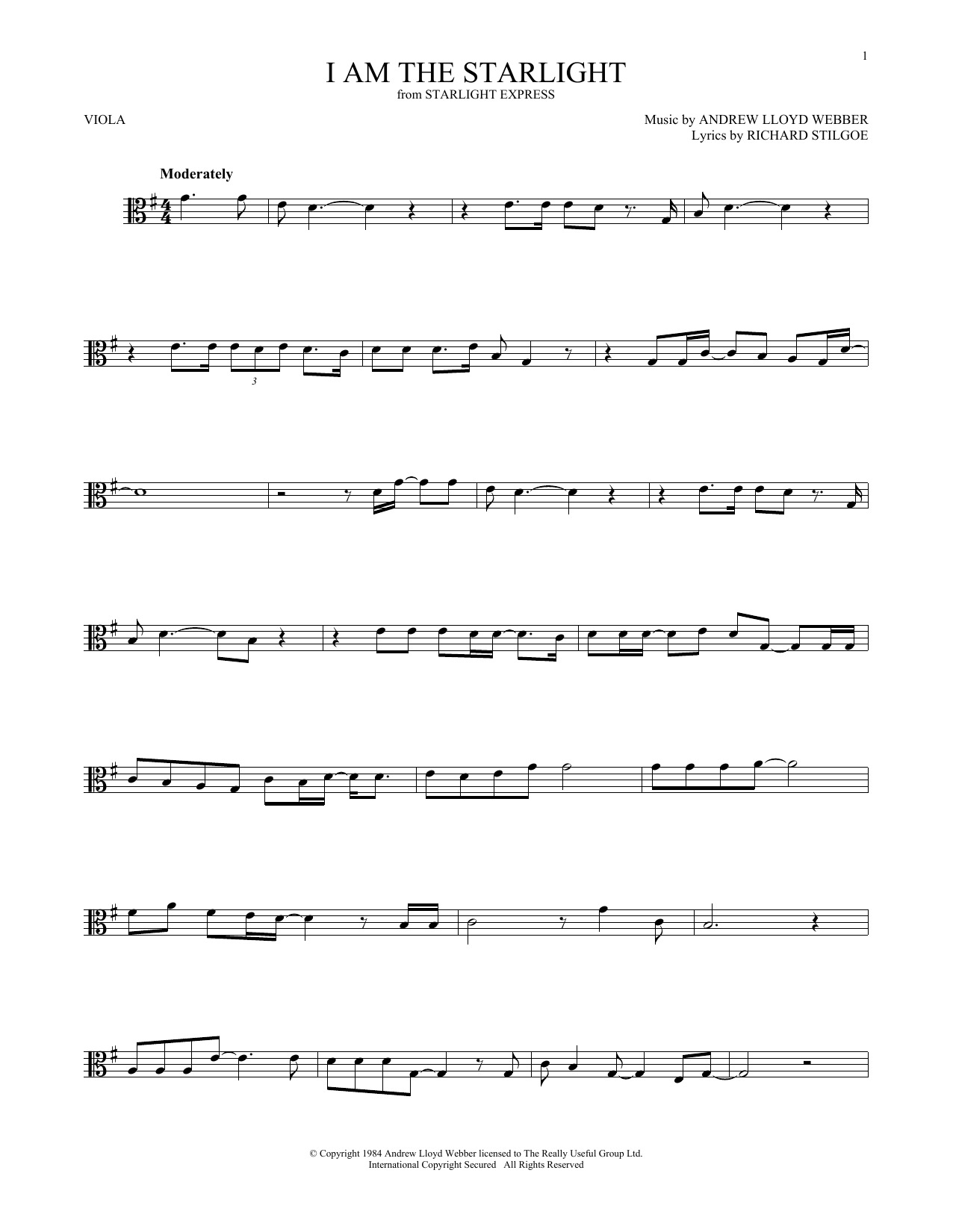Product gallery: Page 1 of 1 I Am The Starlight, Andrew Lloyd Webber