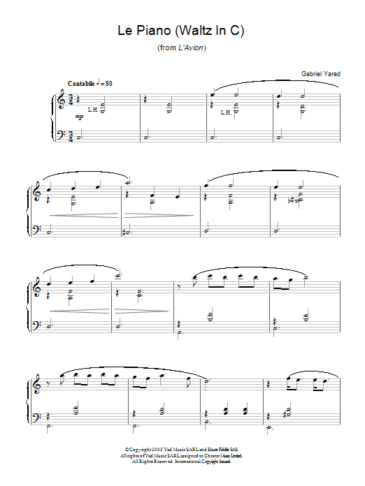 Product gallery: Page 1 of 1 Le Piano (Waltz in C) (from L'Avion), Gabriel Yared