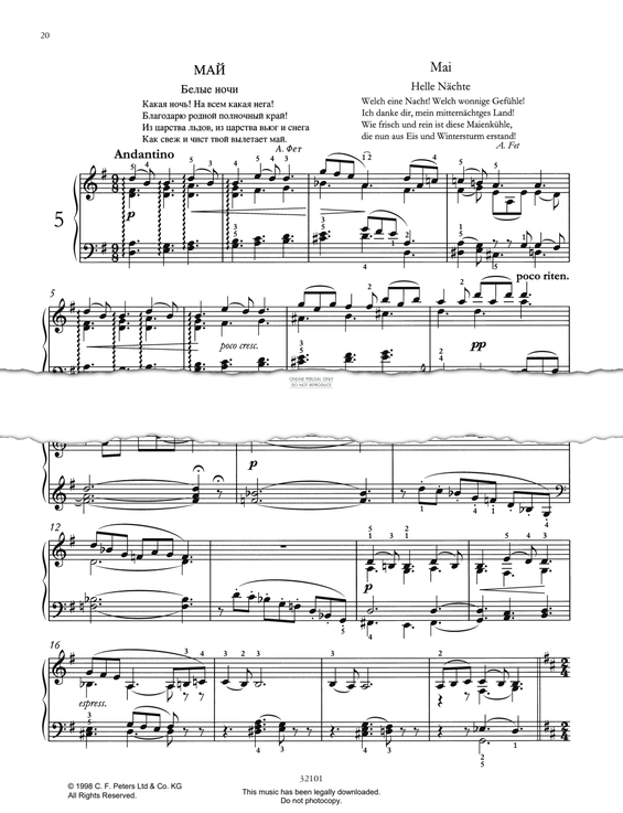 Produktbild zu: Mai – Helle Nächte (Die Jahreszeiten / The Seasons Op. 37a, No. 5)