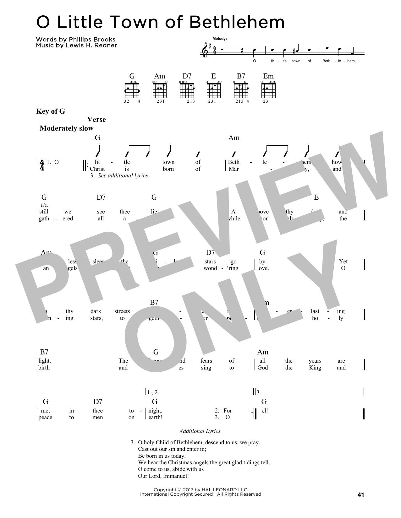 Product gallery: Page 1 of 1 O Little Town Of Bethlehem, Lewis H. Redner