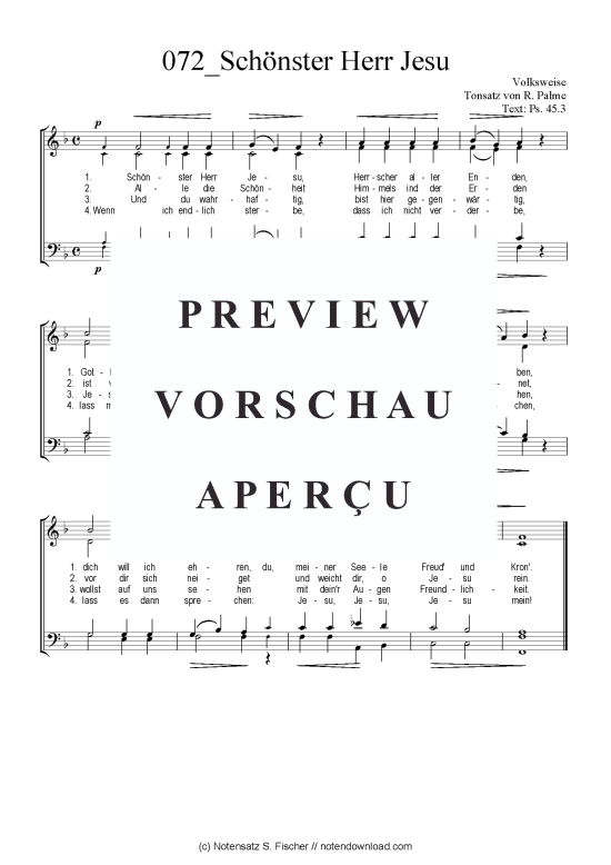 Product picture to: Schönster Herr Jesu Volksweise Tonsatz von R. Palme / Ps. 45.3
