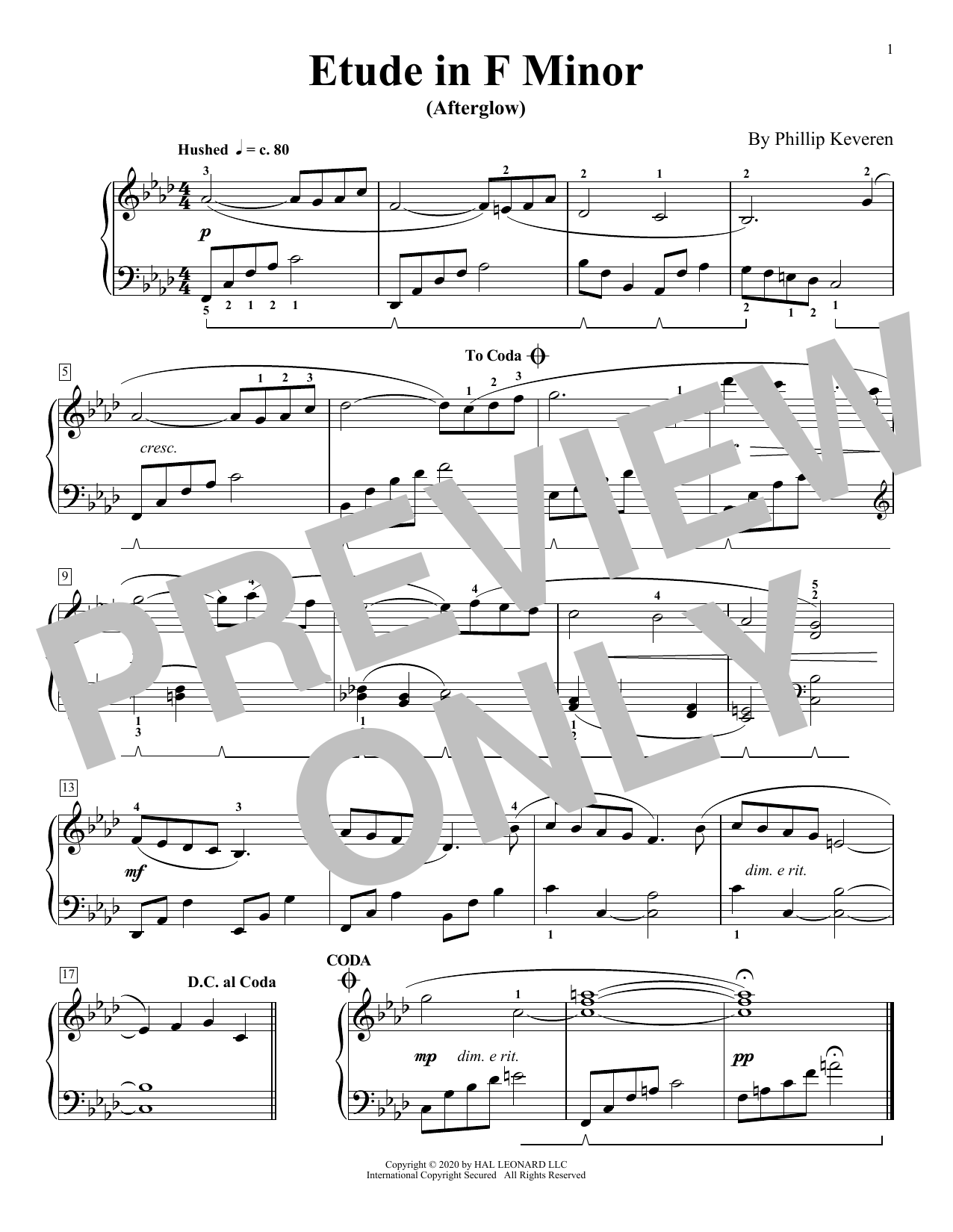 Product gallery: Page 1 of 1 Etude In F Minor (Afterglow), Phillip Keveren