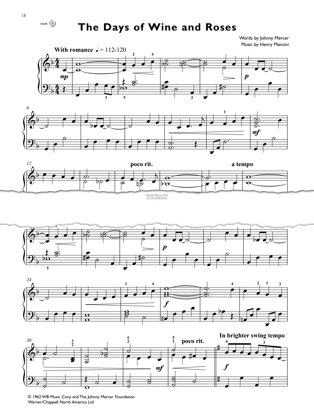 Product gallery: Page 1 of 1 The Days Of Wine And Roses, Henry Mancini