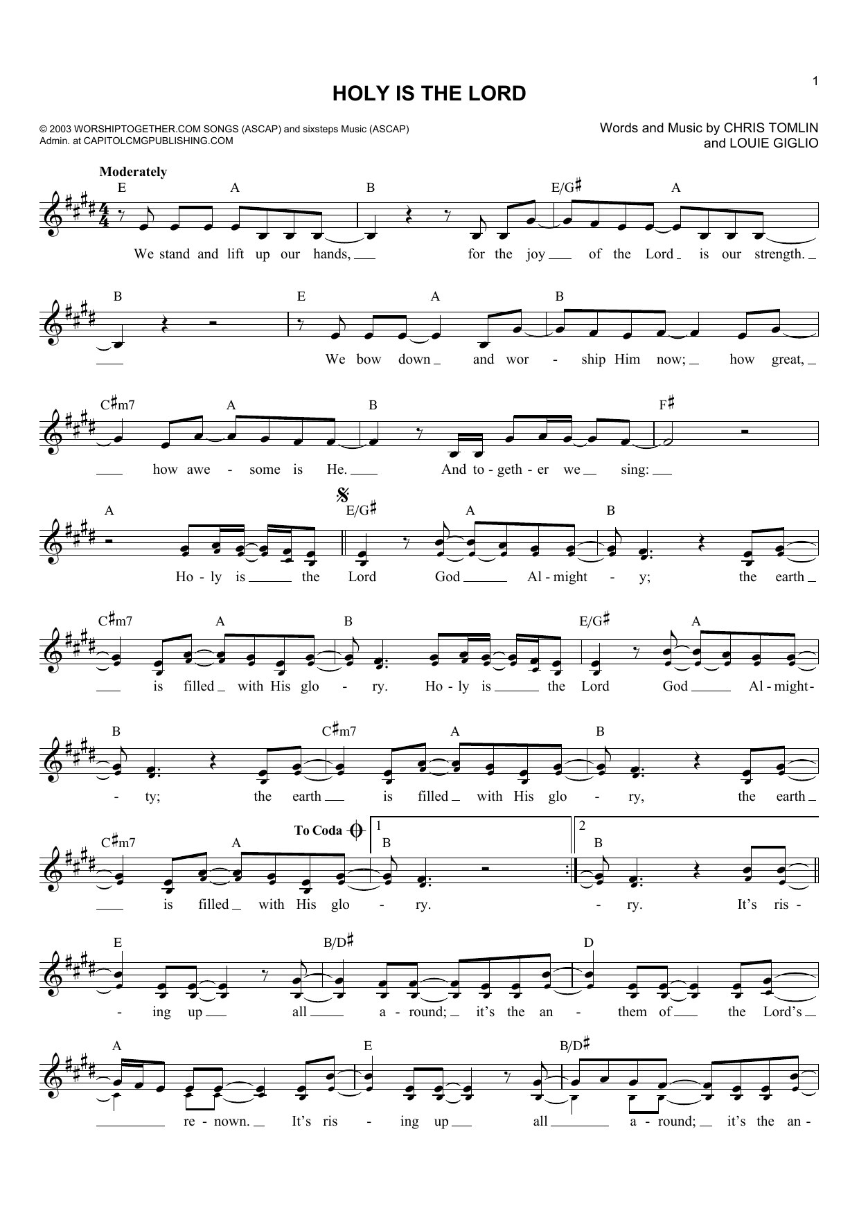 Produktgalerie: Seite 1 von 1 Holy Is The Lord, Chris Tomlin, Melodieinstrument