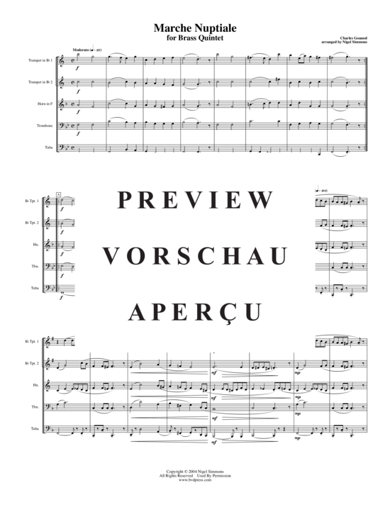 Produktgalerie: Seite 2 von 17 Marche Nuptiale , , (Blechbläserquintett)