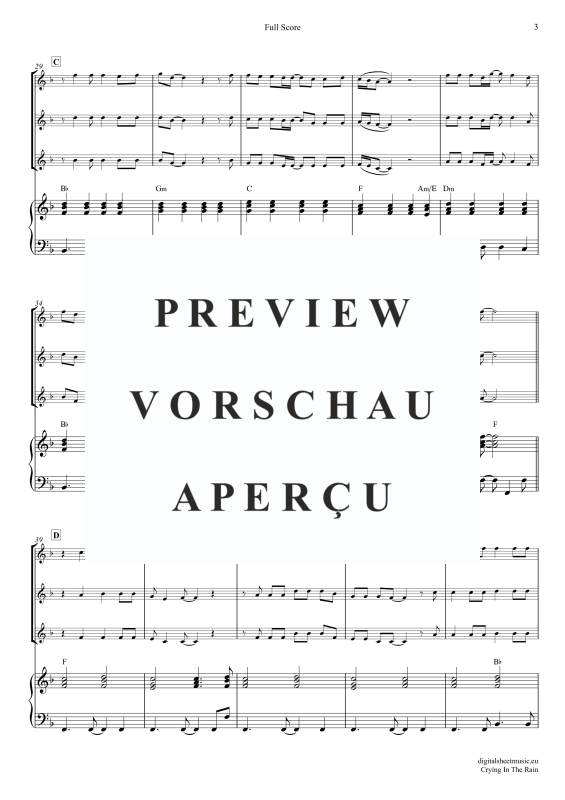 Produktgalerie: Seite 4 von 11 Crying In The Rain, A-Ha, (Flöten Trio + Klavier)