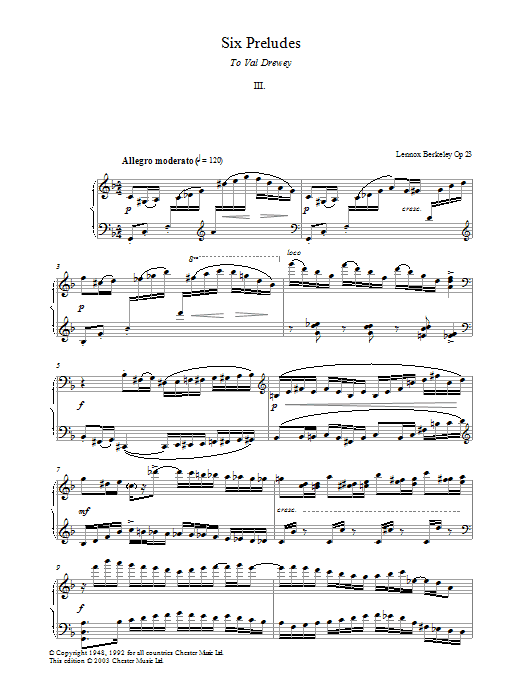 Product gallery: Page 1 of 1 Prelude No. 3 (from Six Preludes), Lennox Berkeley