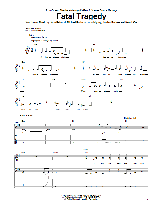 Produktgalerie: Seite 1 von 1 Fatal Tragedy, Dream Theater, E-Bass