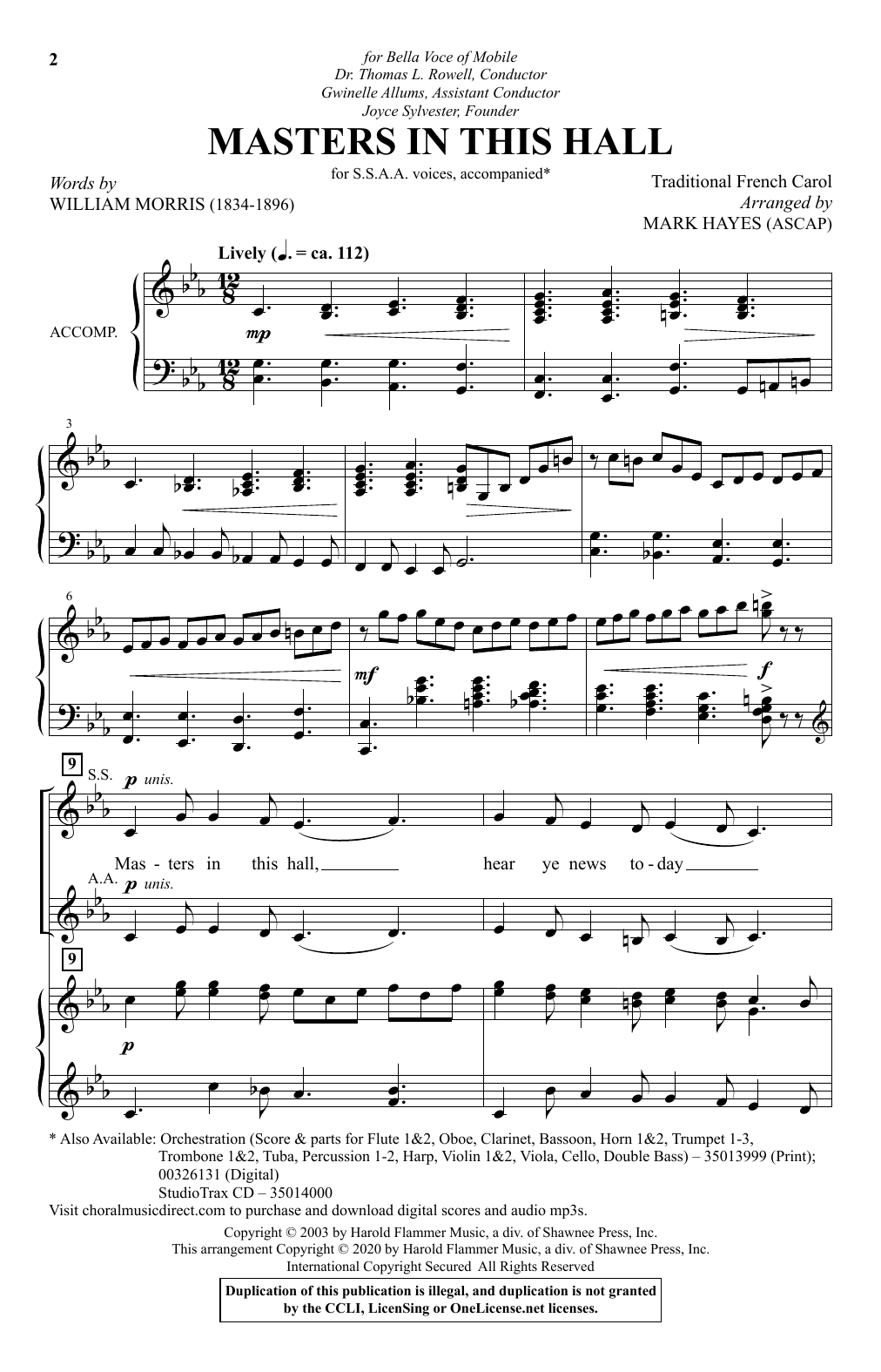 Produktgalerie: Seite 1 von 1 Masters In This Hall (arr. Mark Hayes), William Morris, Chor