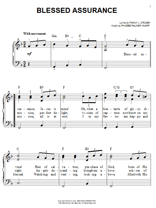 Produktgalerie: Seite 1 von 1 Blessed Assurance, Fanny J. Crosby, Klavier