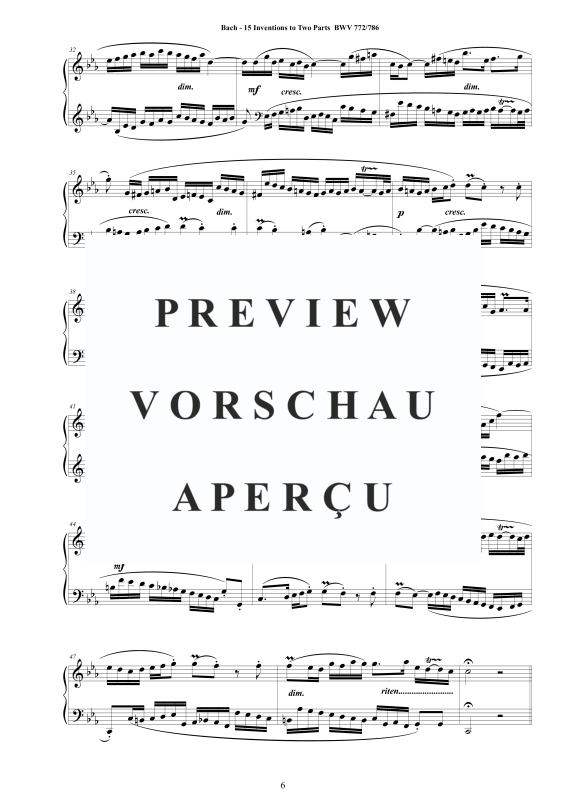 Produktgalerie: Seite 7 von 11 Inventionen und Sinfonien für zwei und drei Stimmen, , Klavier Solo - aus dem Klavierbüchlein von Wilhelm Friedemann Bach